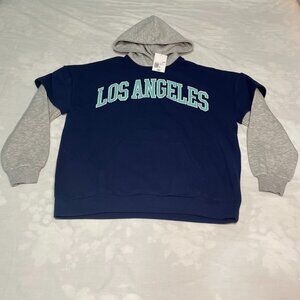 Forever 21 Unisex Navy & Gray “Los Angeles” Hoodie – Fits Men & Women – Size S –
